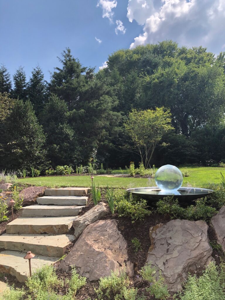 Sphere Fountain in Garden