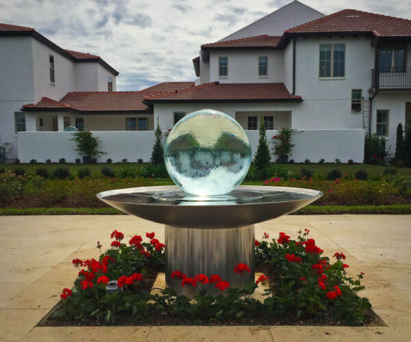Sphere Fountain with large Stainless Steel Base