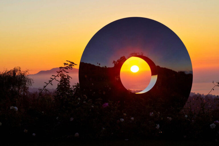 Steel Eye Sculpture at Sunset