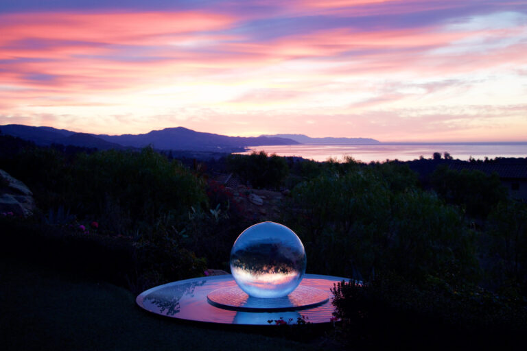 Perfect Sphere Fountain Sunset