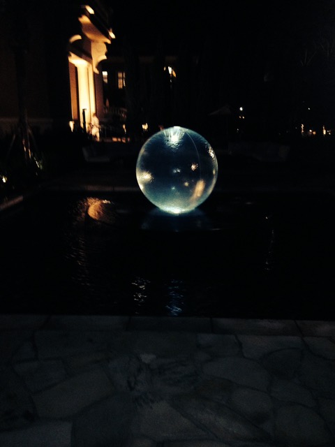 Glowing Sphere Fountain at Night